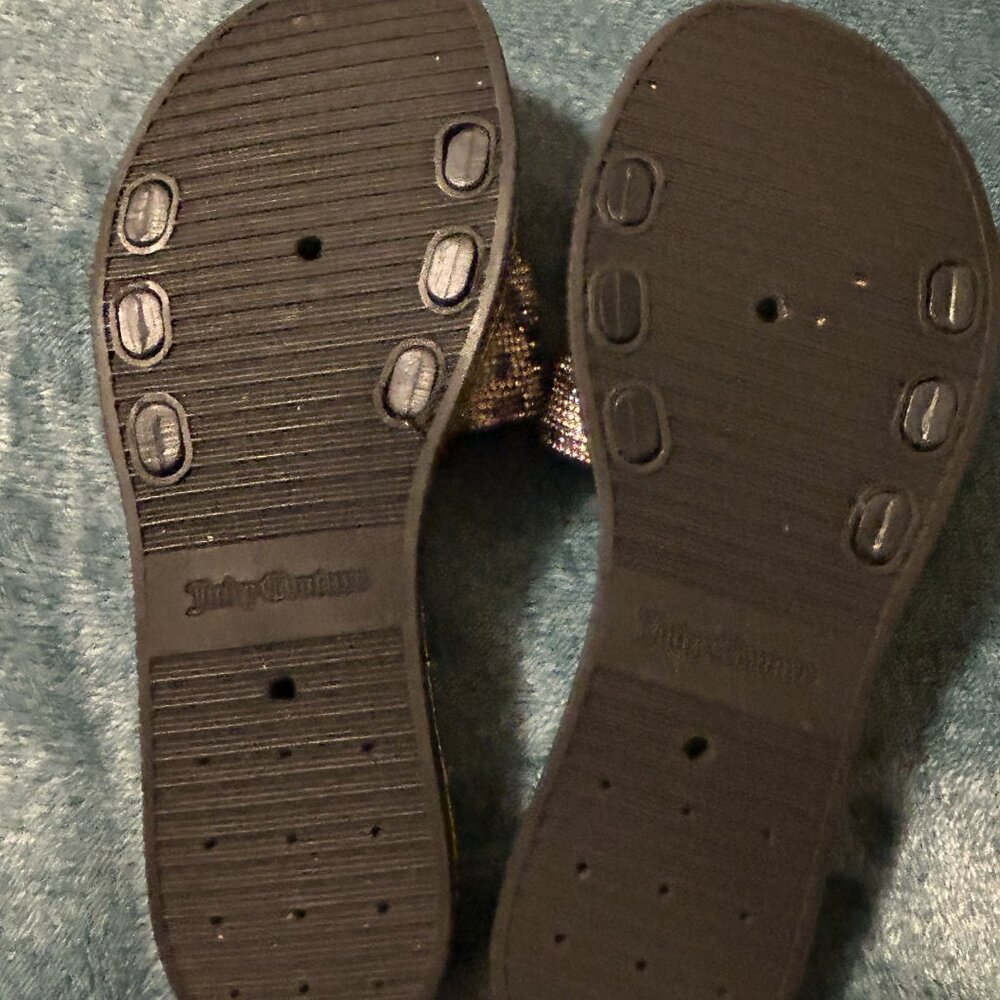 Juicy Couture Slide On Gold Animal Print Bling Black US Size 8.5 - Picture 5 of 5